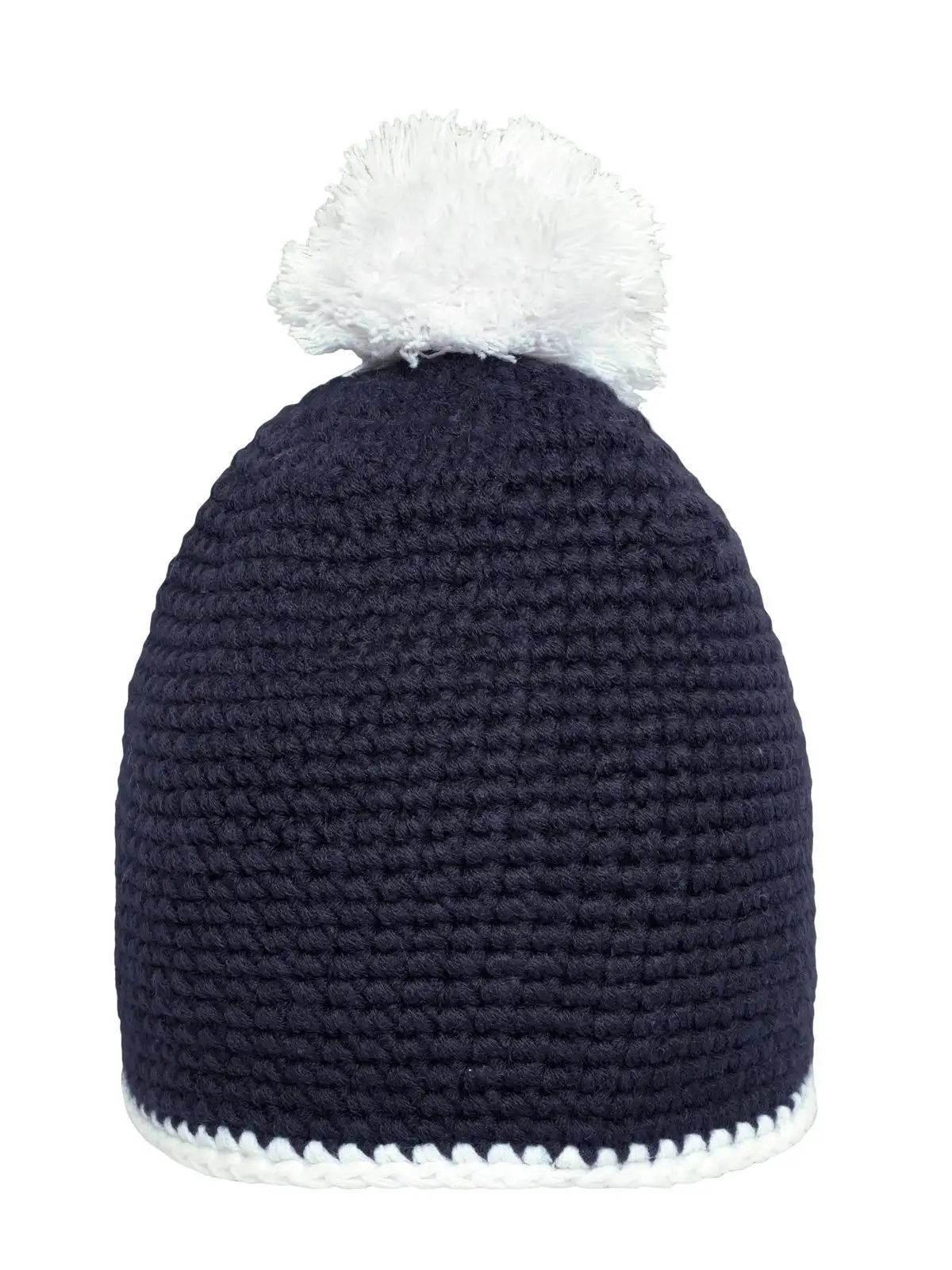 Pompon Hat with Contrast Stripe