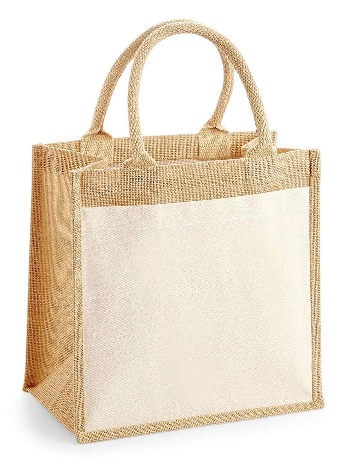Cotton Pocket Jute Midi Tote