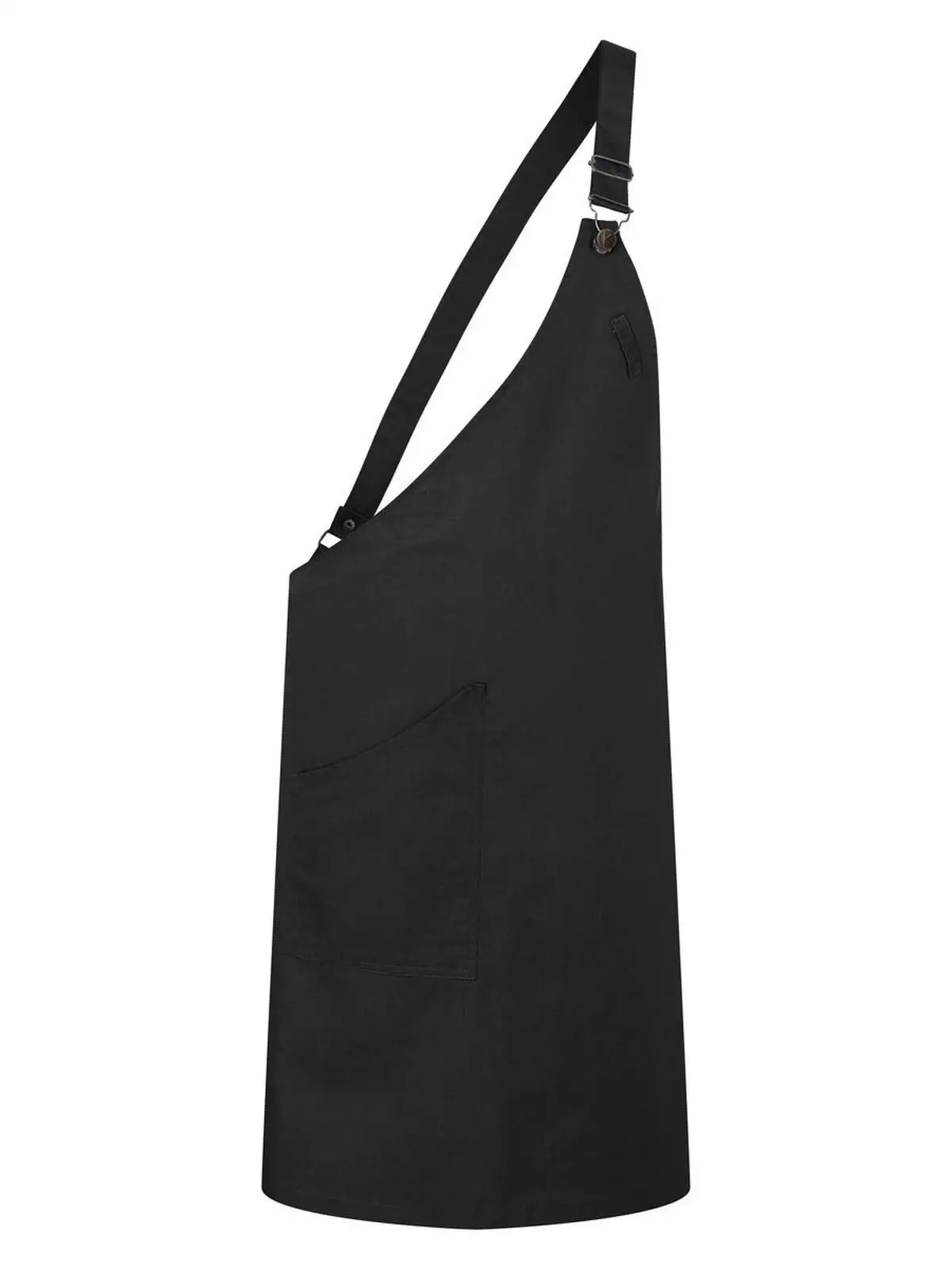 Asymmetrical Bib Apron with Pocket