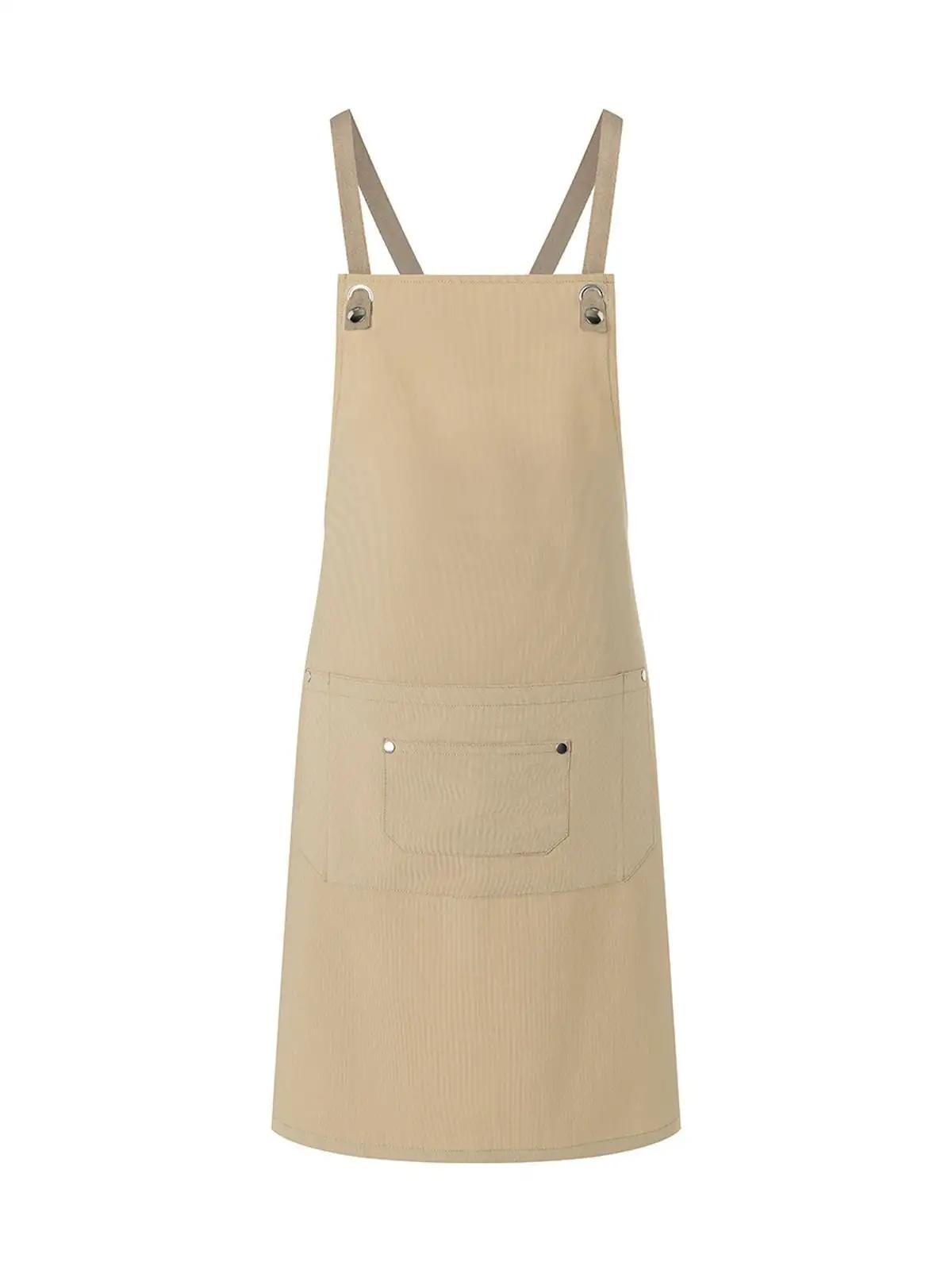 Bib Apron With Crossed Ribbons And Big Pocket