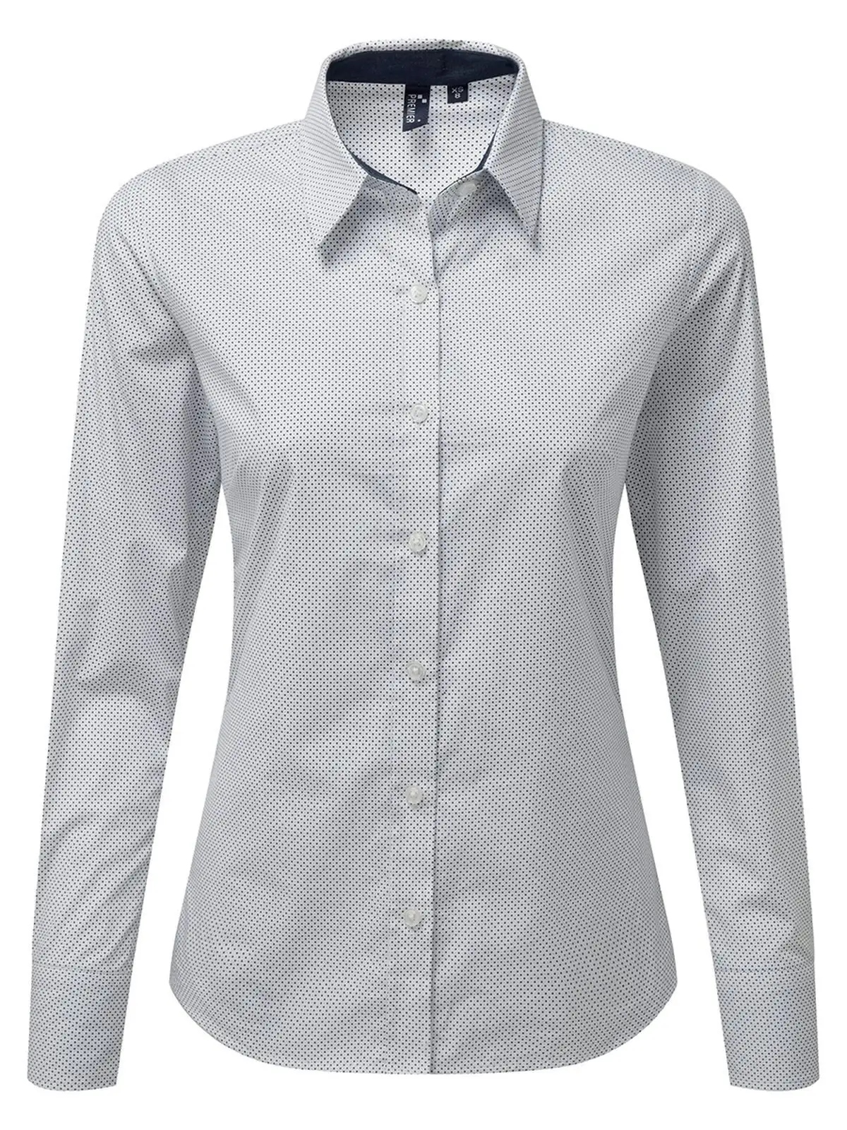 Women's Denim-Pindot Long Sleeve Shirt