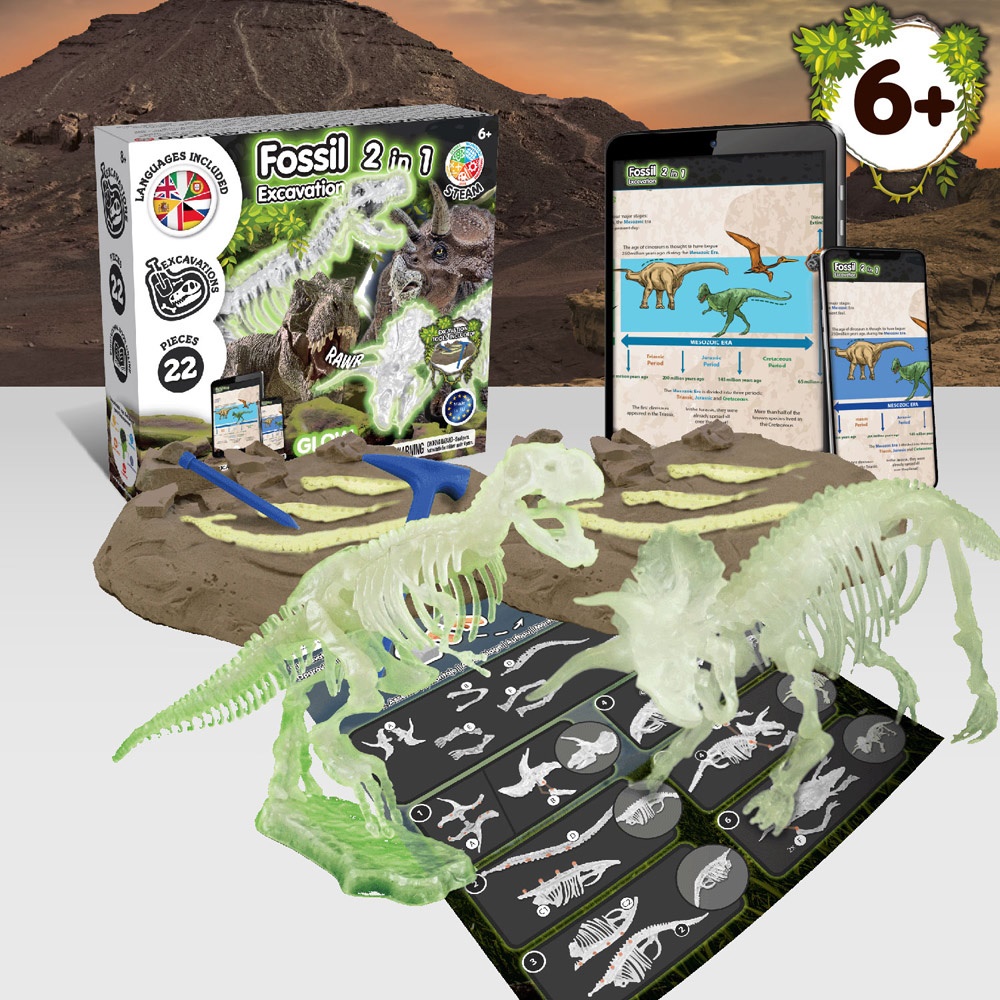 2 in 1 Fossil Excavation Kit I. Gioco educativo per bambini