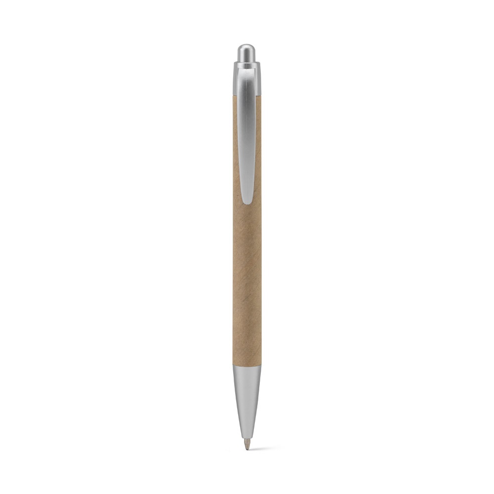 KYRA. Penna a sfera realizzata al 100% con cartariciclata e dettagli in ABS riciclato (100% rABS)