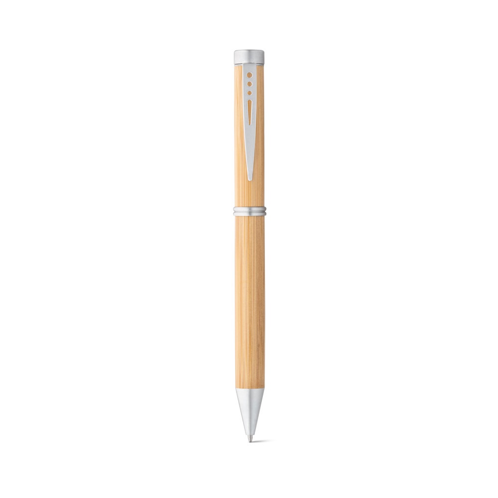 LAKE. Penna a sfera in bambù con meccanismo a rotazione e clip in metallo
