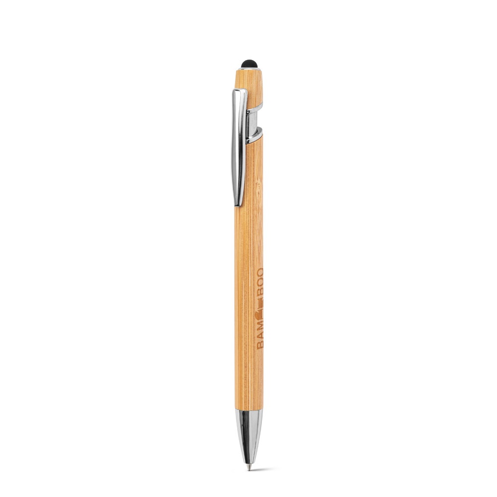 NEIL BAMBOO. Penne a sfera in bambù, con dettagli inalluminio cromato