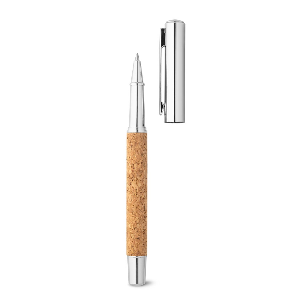 ANDREW. Roller con corpo in acciaio inox (90% rSS) e sughero, con clip