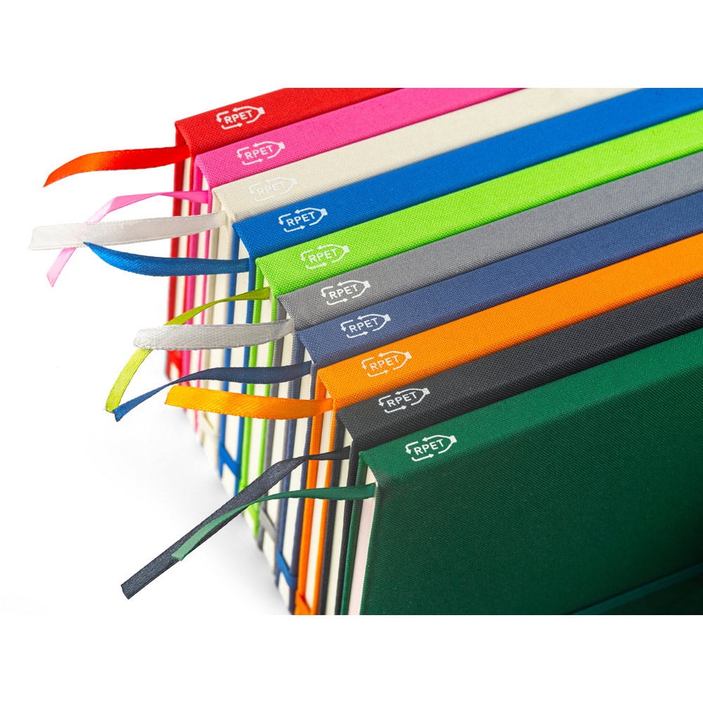 ANNE. Block notes A5 in poliestere riciclato (100% rPET) con fogli a righe