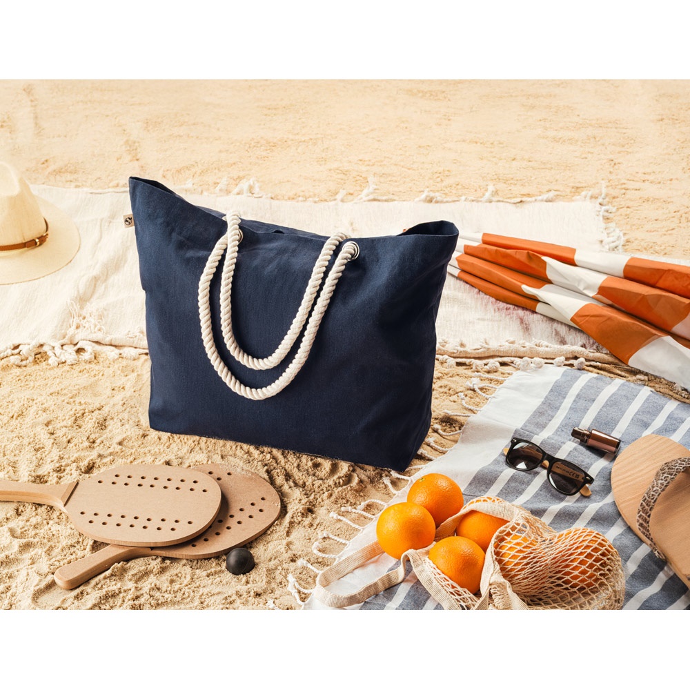 ATHENS. Borsa da spiaggia in cotone riciclato (70%) e poliestere riciclato (30%) (220 g/m²)