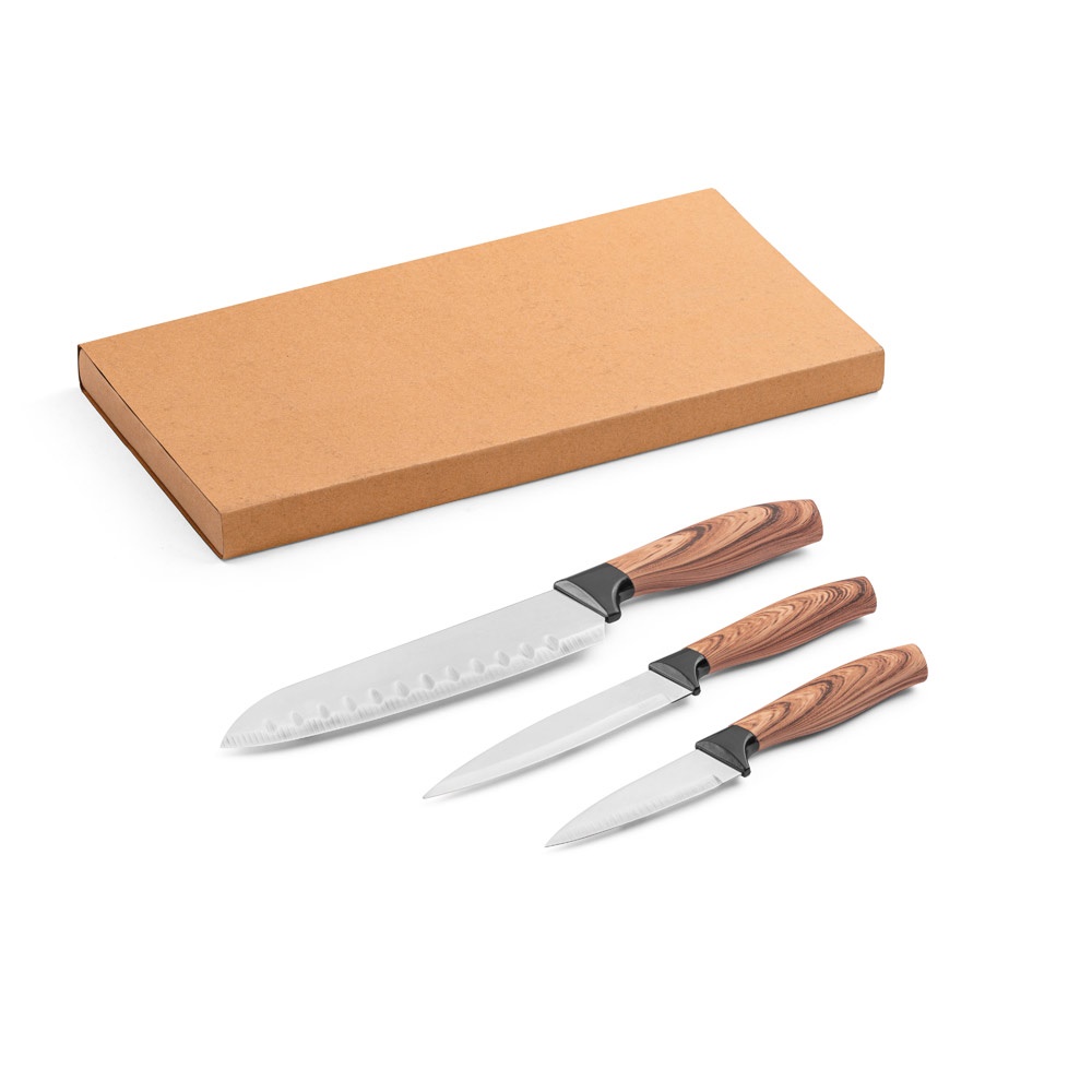 BAHARAT. Set di 3 coltelli da cucina con lama in acciaio inossidabile e manico ergonomico