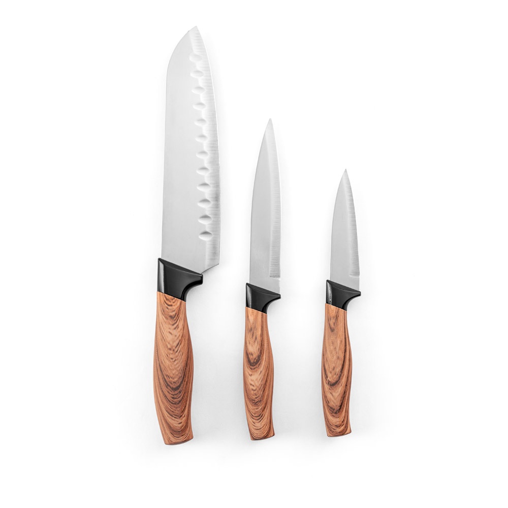 BAHARAT. Set di 3 coltelli da cucina con lama in acciaio inossidabile e manico ergonomico