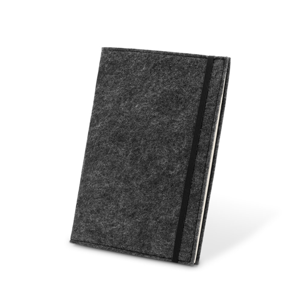 BALDWIN. Block notes A5 con copertina in feltro riciclato (100% rPET) e pagine a righe in carta riciclata al 100%