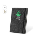 BALDWIN. Block notes A5 con copertina in feltro riciclato (100% rPET) e pagine a righe in carta riciclata al 100%