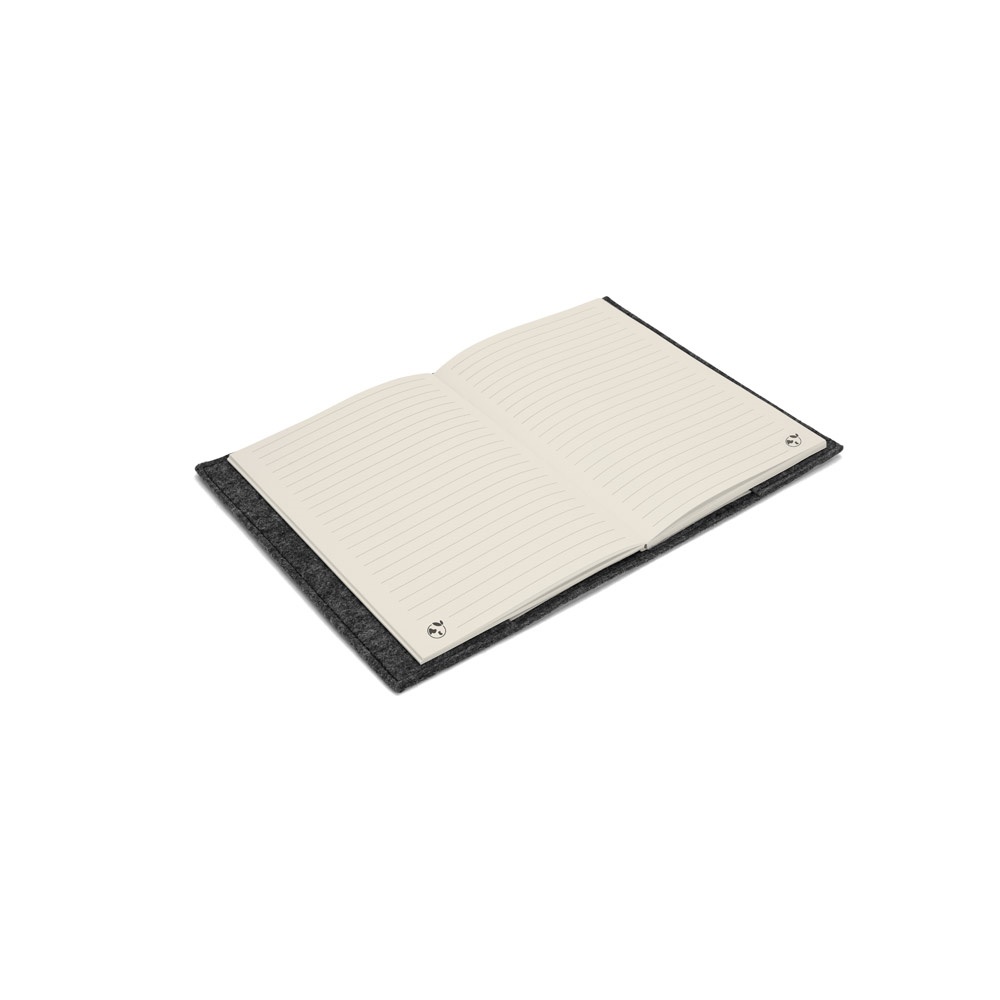 BALDWIN. Block notes A5 con copertina in feltro riciclato (100% rPET) e pagine a righe in carta riciclata al 100%