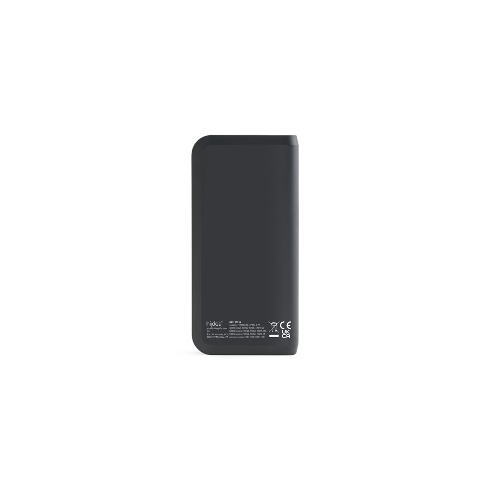 BECKER 10. Power bank da 10'000 mAh in ABS riciclato (100% rABS) con caricatore wireless superveloce da 15W