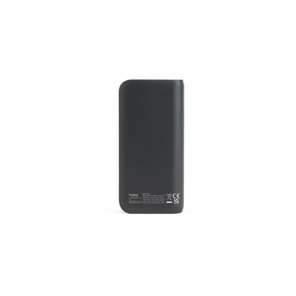 BECKER 20. Power bank da 20'000 mAh in ABS riciclato (100% rABS) con caricatore wireless superveloce da 15W