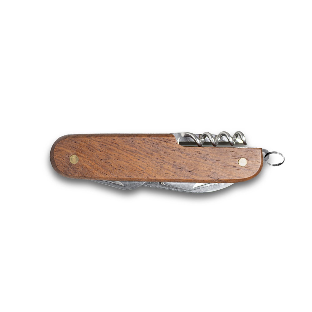 BELPIANO. Coltello tascabile multifunzione in acciaio inox e legno