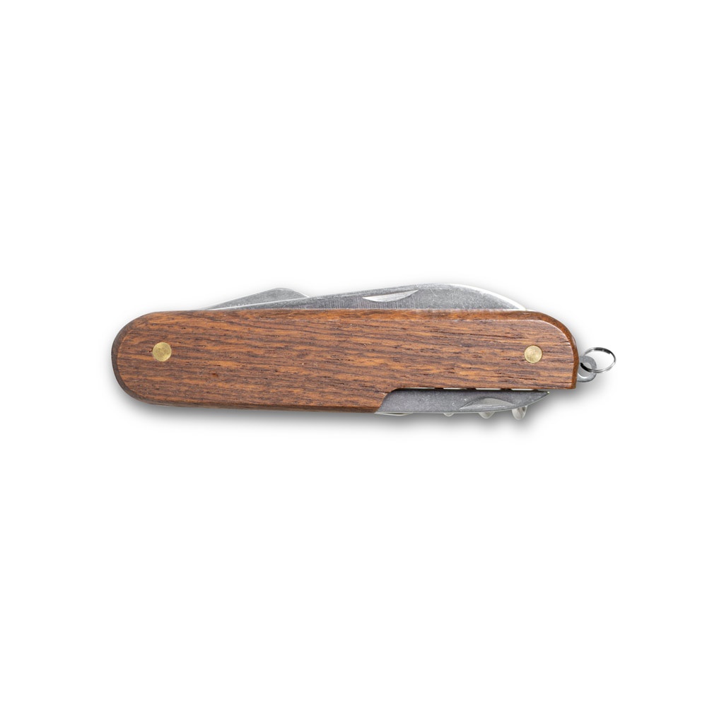 BELPIANO. Coltello tascabile multifunzione in acciaio inox e legno