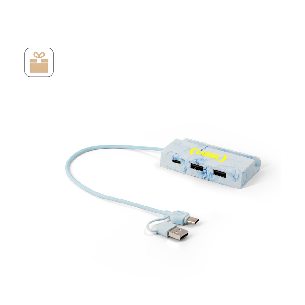 BERNERS HUB. Hub in PET riciclato (100% rPET) con ingressi e uscite principali