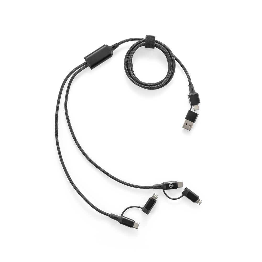 BERTOZZI. Cavo USB super veloce 6 in 1 in alluminio riciclato (20%) e PET riciclato (4%)