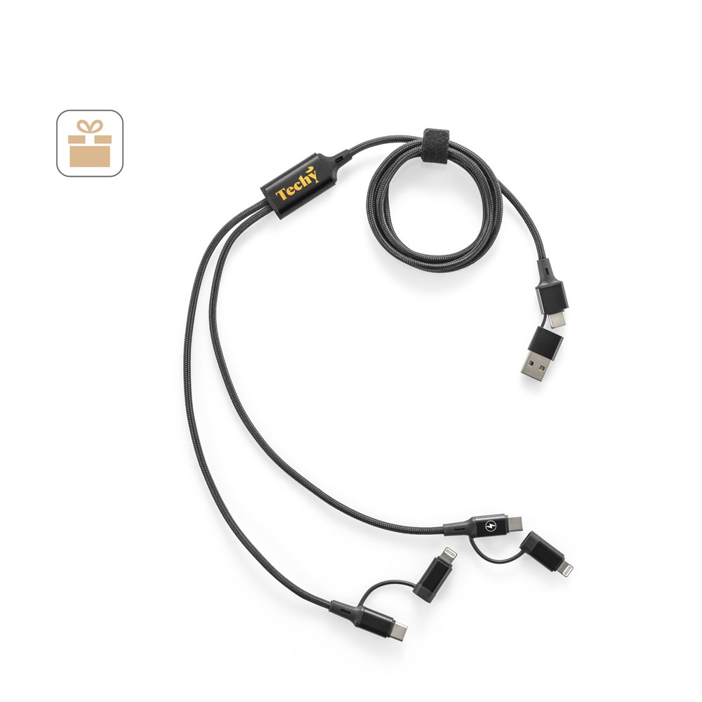 BERTOZZI. Cavo USB super veloce 6 in 1 in alluminio riciclato (20%) e PET riciclato (4%)