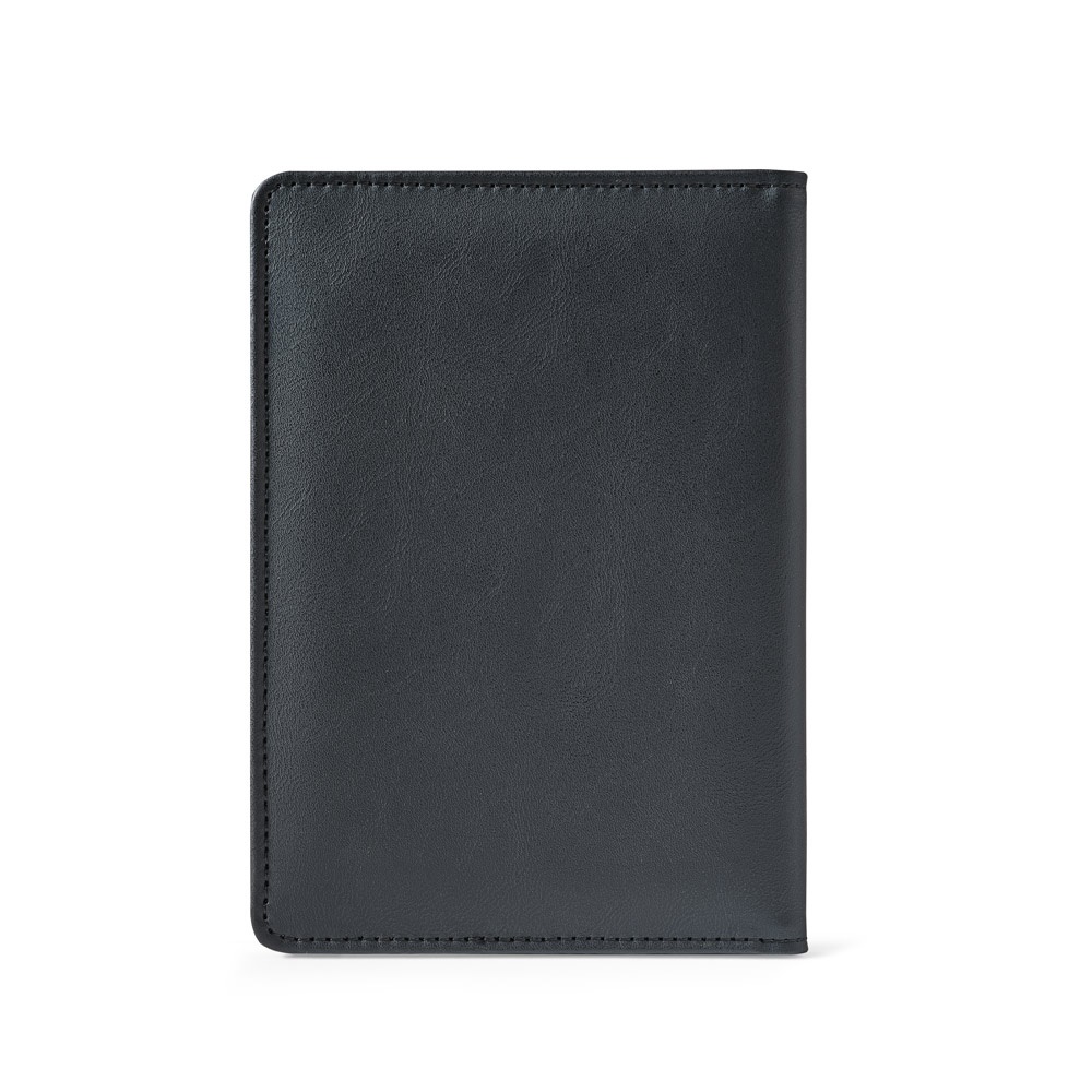 BRAM. Porta passaporto in PU con chiusura elastica e molteplici tasche