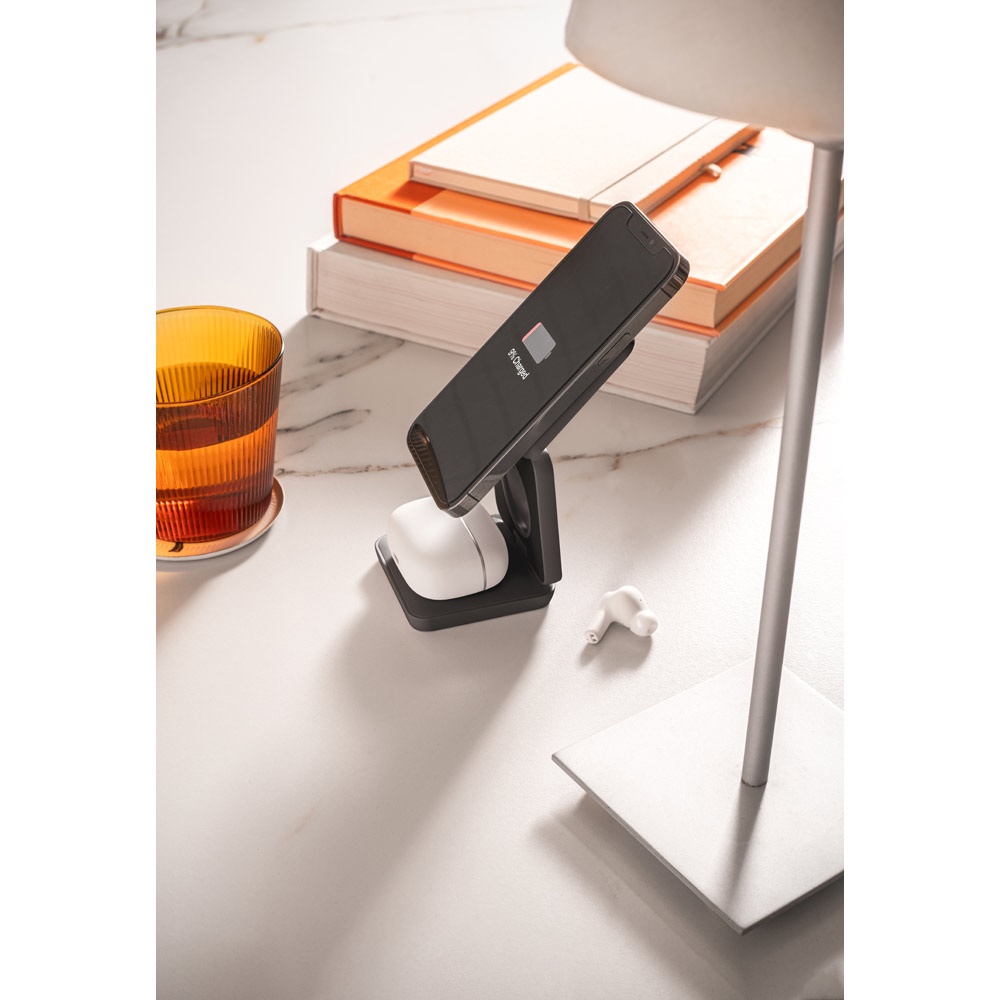 BROGLIE. Caricatore wireless magnetico superveloce 4-in-1 da 15W in ABS riciclato (100% rABS)