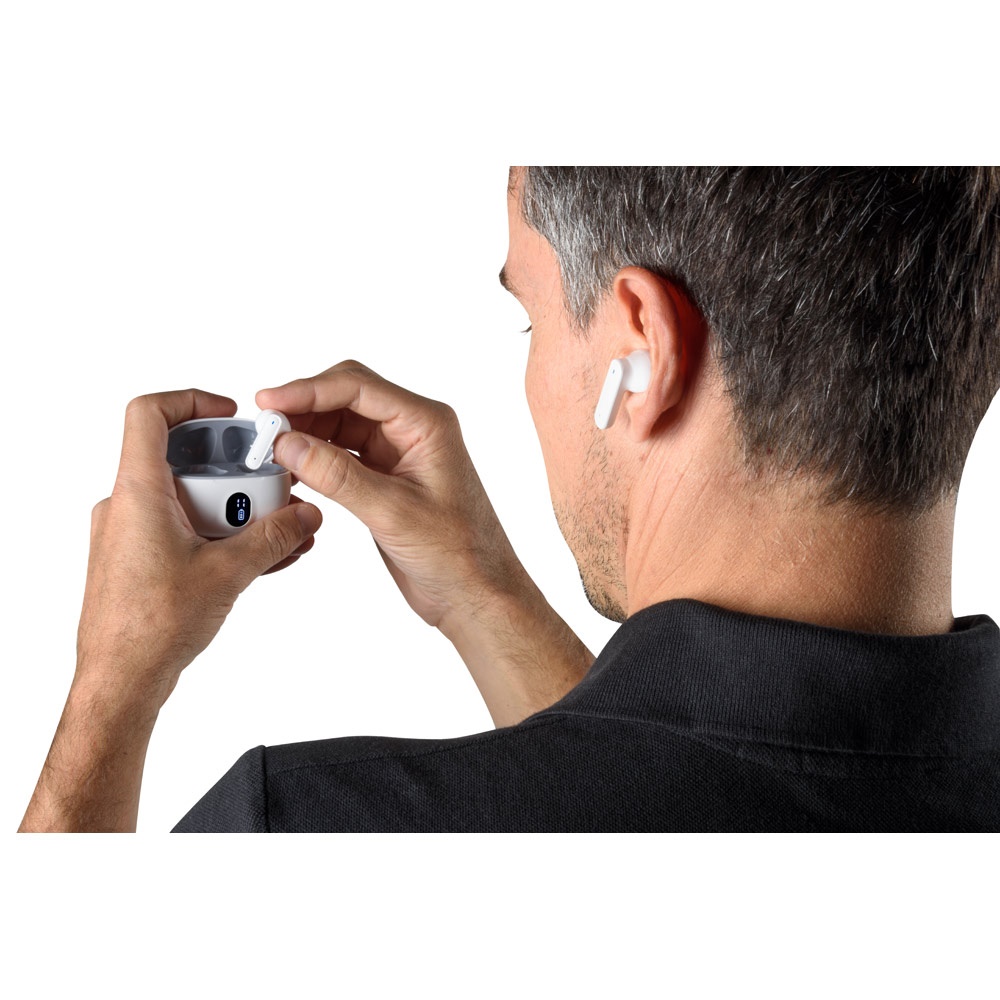 CAETANO. Auricolari wireless con 4 ore di autonomia in ABS riciclato (100% rABS)