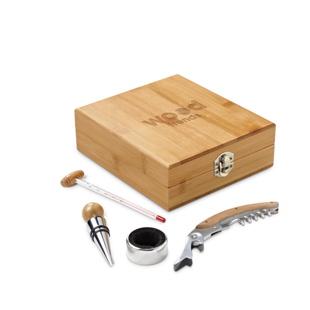 CABERNET. Set da vino in bambù, acciaio inossidabile, vetro e ABS