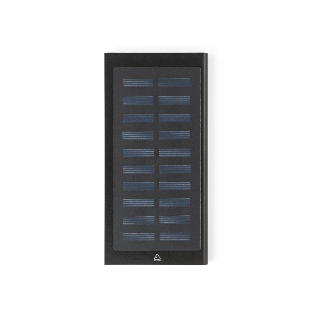 CLERK. Power bank da 8'000 mAh con pannello solare in alluminio 100% riciclato