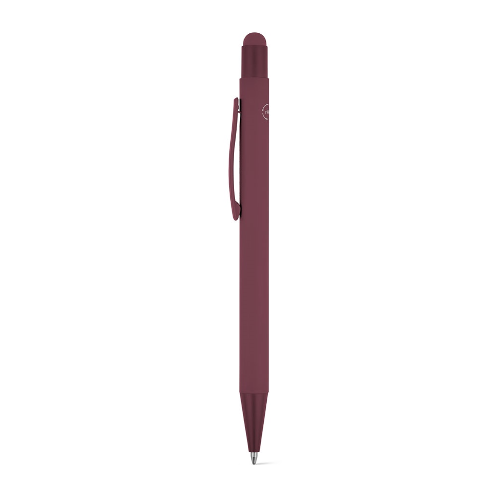 CLINT TOUCH. Penna a sfera dal design moderno, realizzata in alluminio riciclato (100% rAL) con finitura gommata