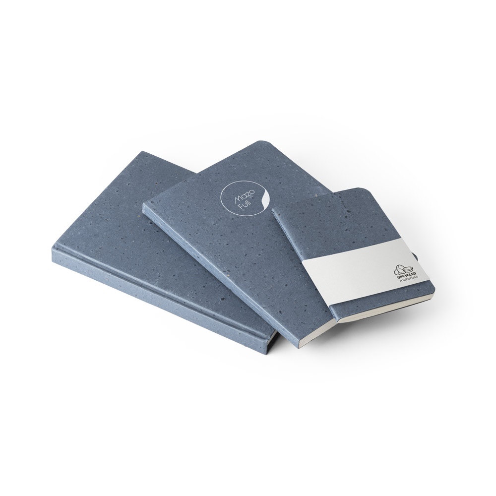COFFEEPAD SEMI-RIGID. Block notes A5 con copertina semirigida fabbricata attraverso gli scarti della buccia di caffé (65%)