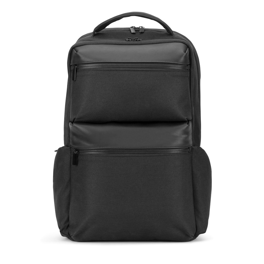 COPENHAGEN. Zaino in twill riciclato idrorepellente con due ampie tasche anteriori da 17'3"