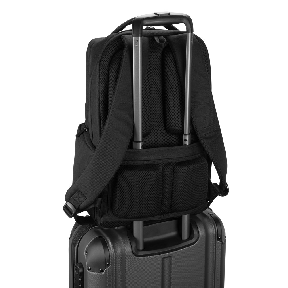 COPENHAGEN. Zaino in twill riciclato idrorepellente con due ampie tasche anteriori da 17'3"