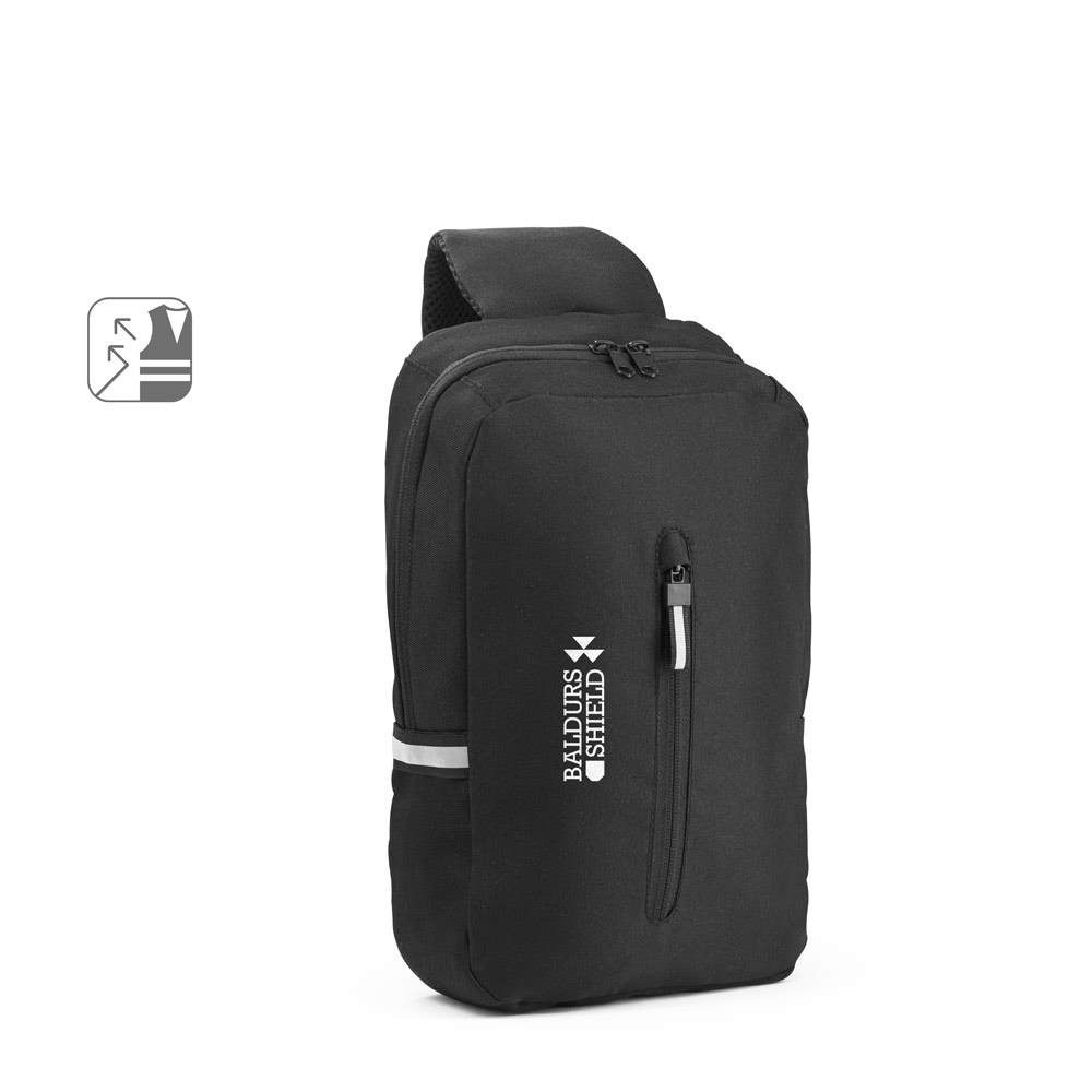 DELFOS. Zaino monospalla 300D poliestere riciclato e 600 poliestere riciclato, con fodera in poliestere riciclato 210D