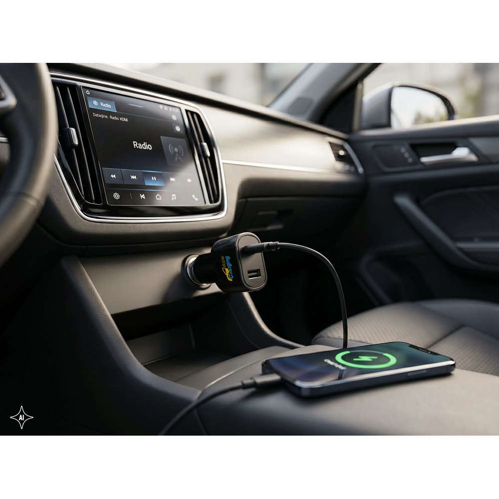 DIRAC. Adattatore per accendisigari con porta USB-A 18W e USB-C 20W in ABS riciclato (100% rABS)