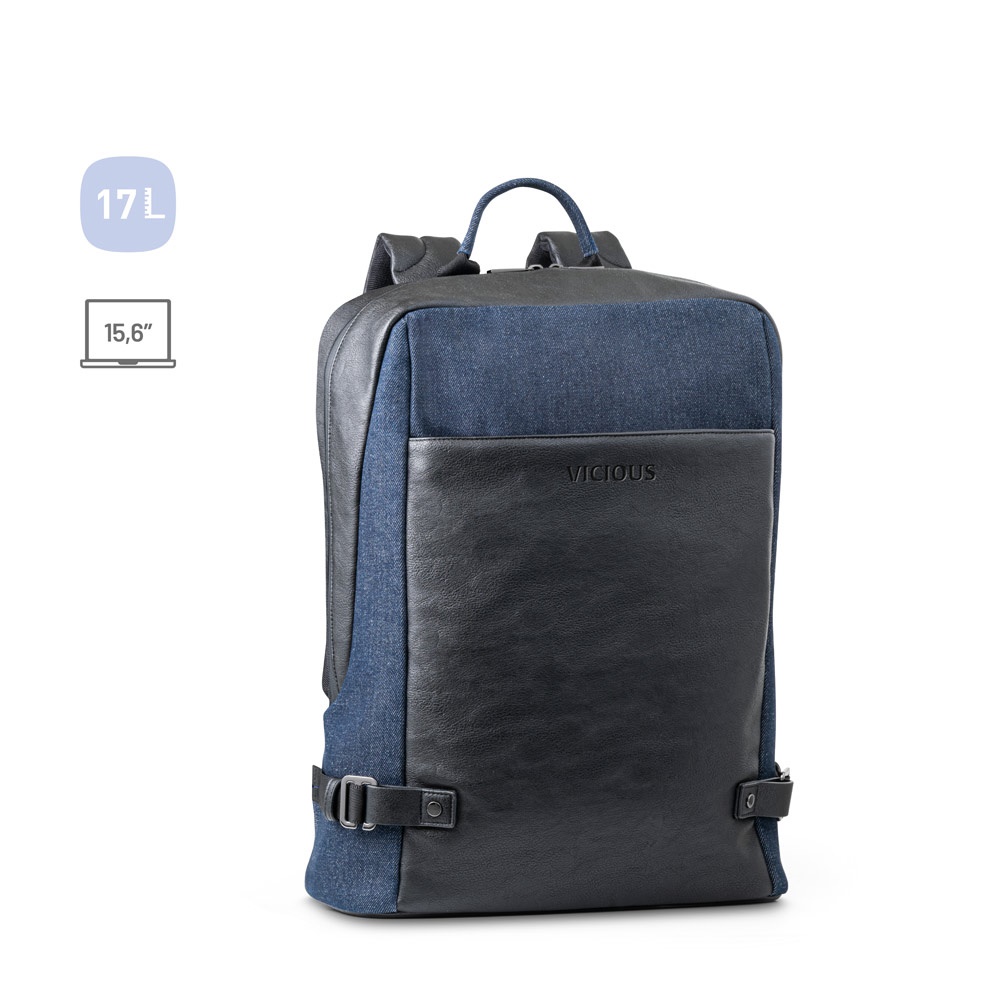 DIVERGENT BACKPACK I. Zaino porta PC fino a 15'6'' in denim e PU