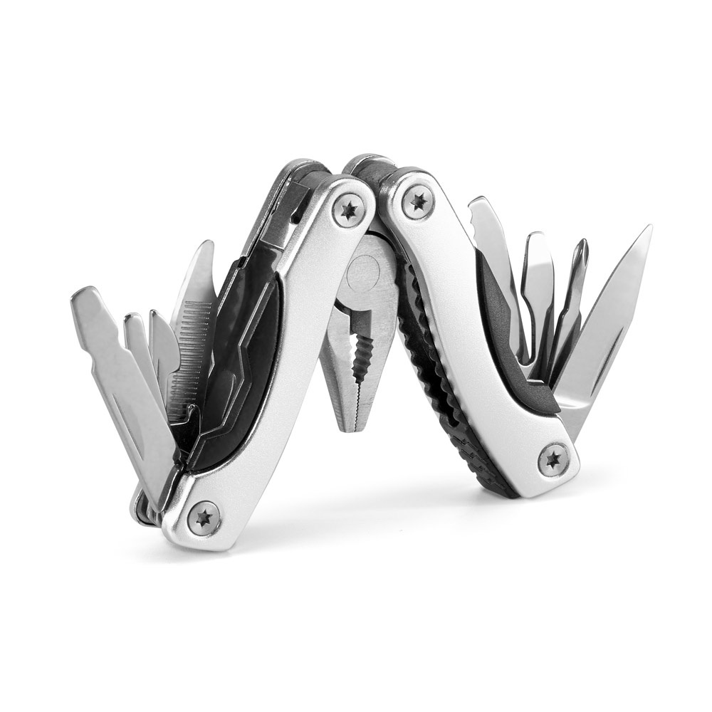 DUNITO. Mini pinza multifunzione pieghevole in acciaio inox e alluminio