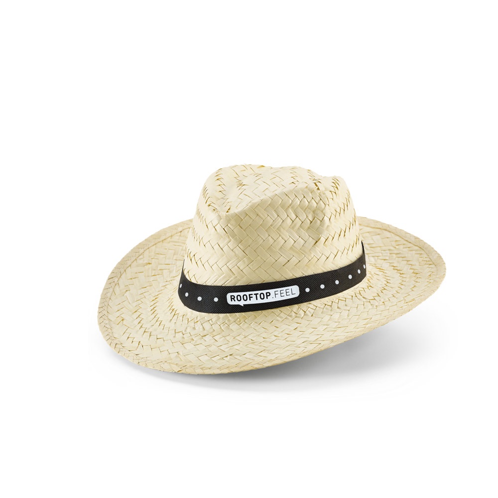 EDWARD POLI. Cappello in paglia naturale con nastro in poliestere