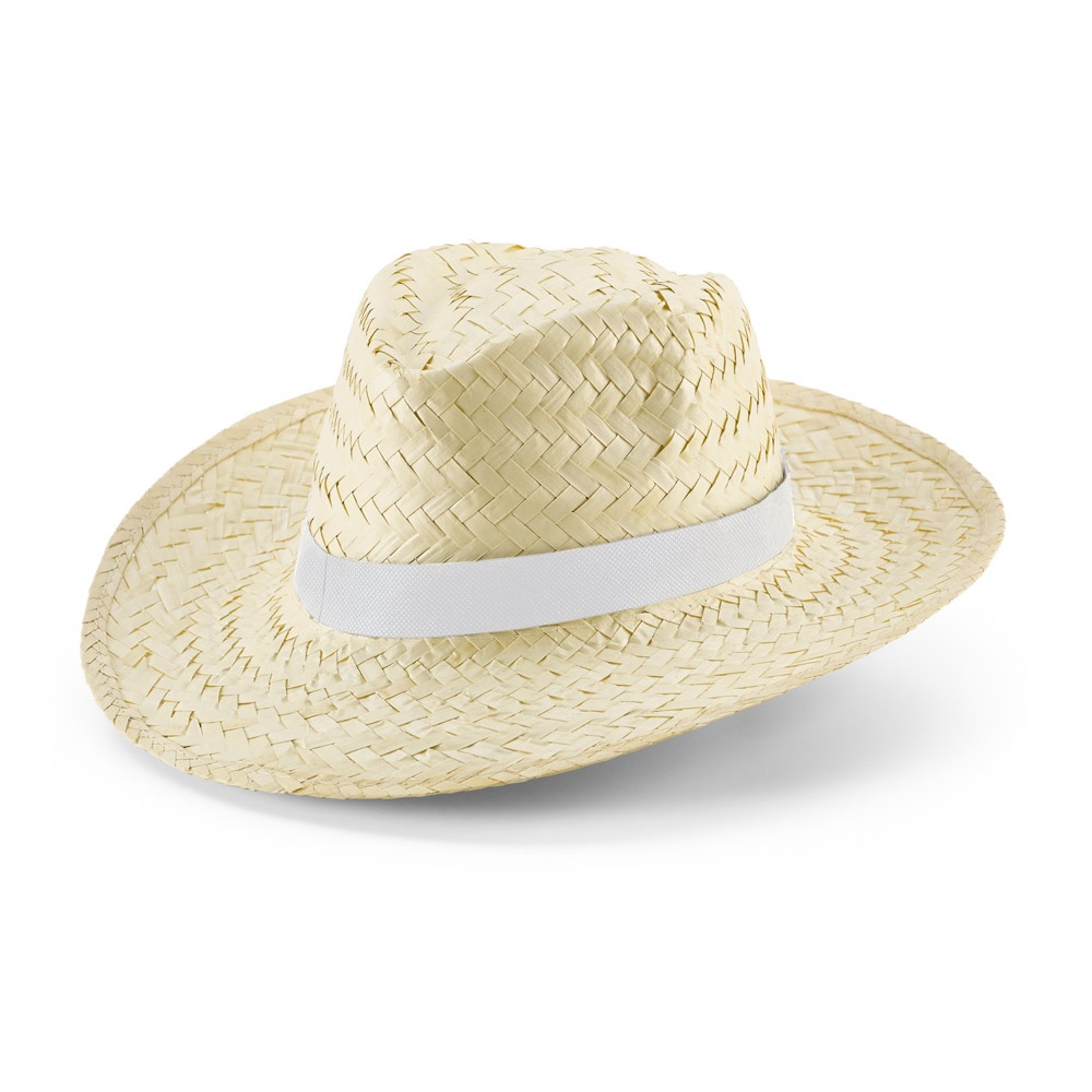 EDWARD RIB. Cappello di paglia naturale con elastico stampato a sublimazione