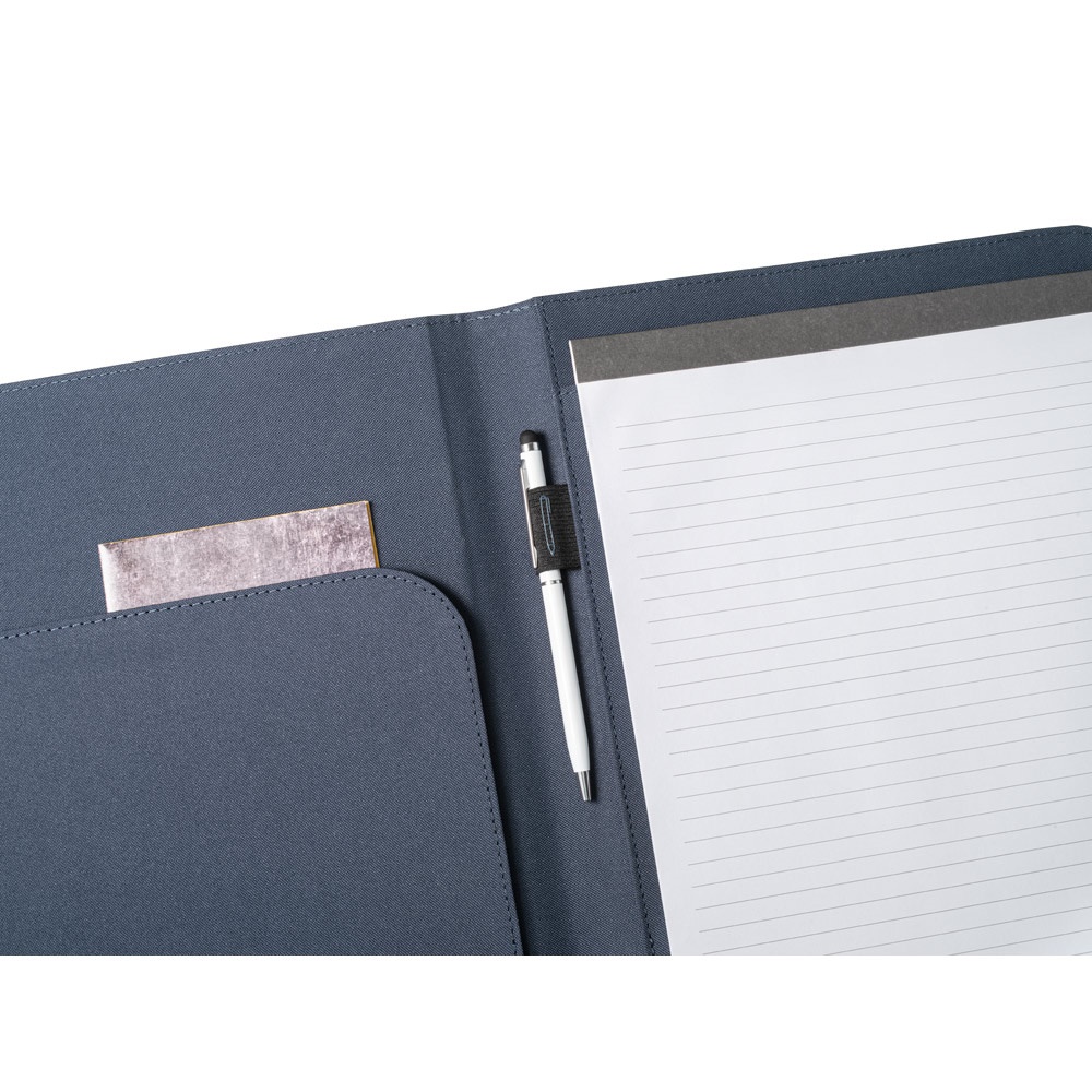 EMERGE FOLDER II. Cartella A4 in in poliestere riciclato (100% rPET) 300D con chiusura ad elastico