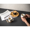 FANGIO. Tazza in ceramica da 220 mL con tappo e base in bambù