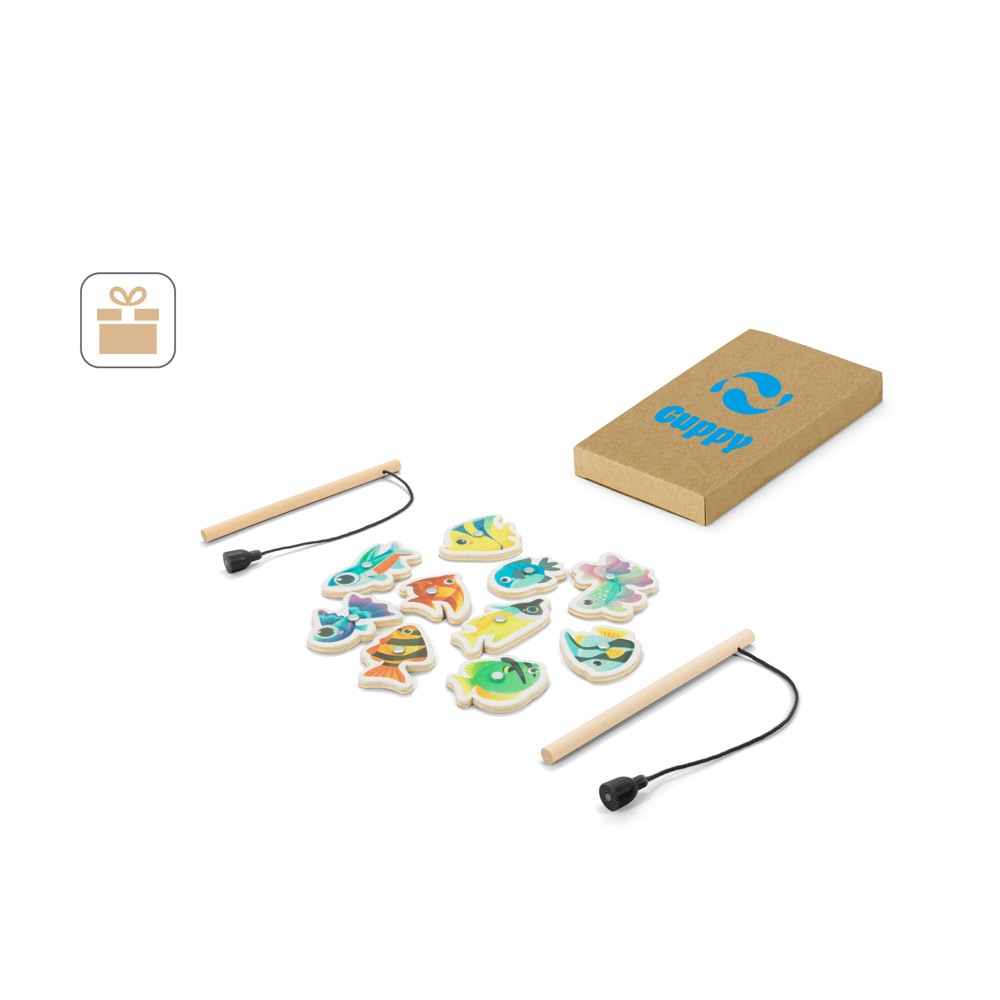FISHY. Set da pesca composto da 10 pesci in legno,ideale per bambini