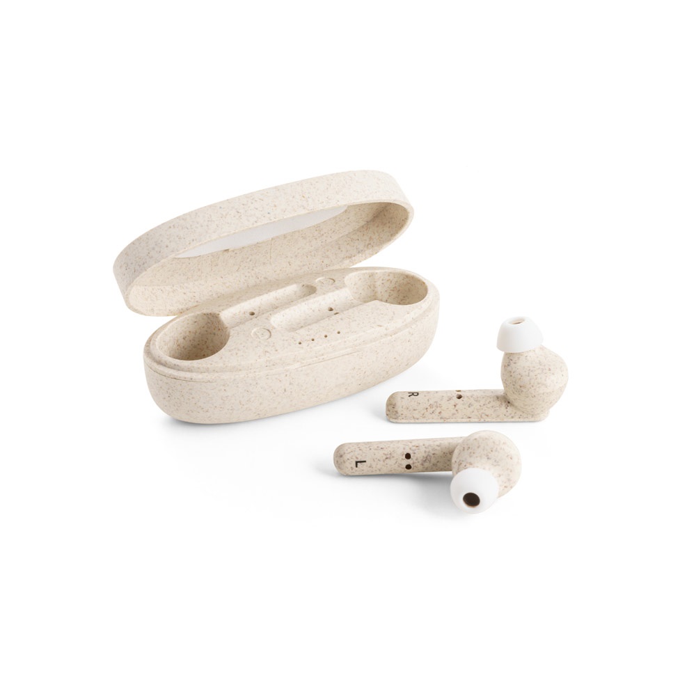 FOURIER. Auricolari wireless con durata della batteria di 3 ore in fibra di paglia di grano e PP