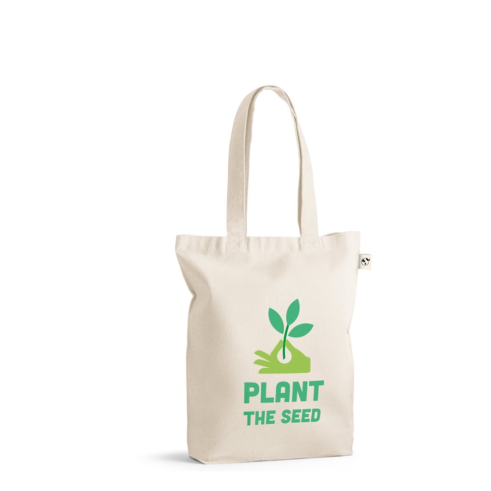 GIRONA. Borsa in cotone (50%), cotone riciclato (30%) e poliestere (20% rPET) (220 g/m²)