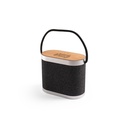 GUETTA. Altoparlante portatile da 5W con caricatore wireless superveloce da 15W e autonomia di 2 ore in bambù e PET riciclato (100% rPET)
