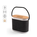 GUETTA. Altoparlante portatile da 5W con caricatore wireless superveloce da 15W e autonomia di 2 ore in bambù e PET riciclato (100% rPET)