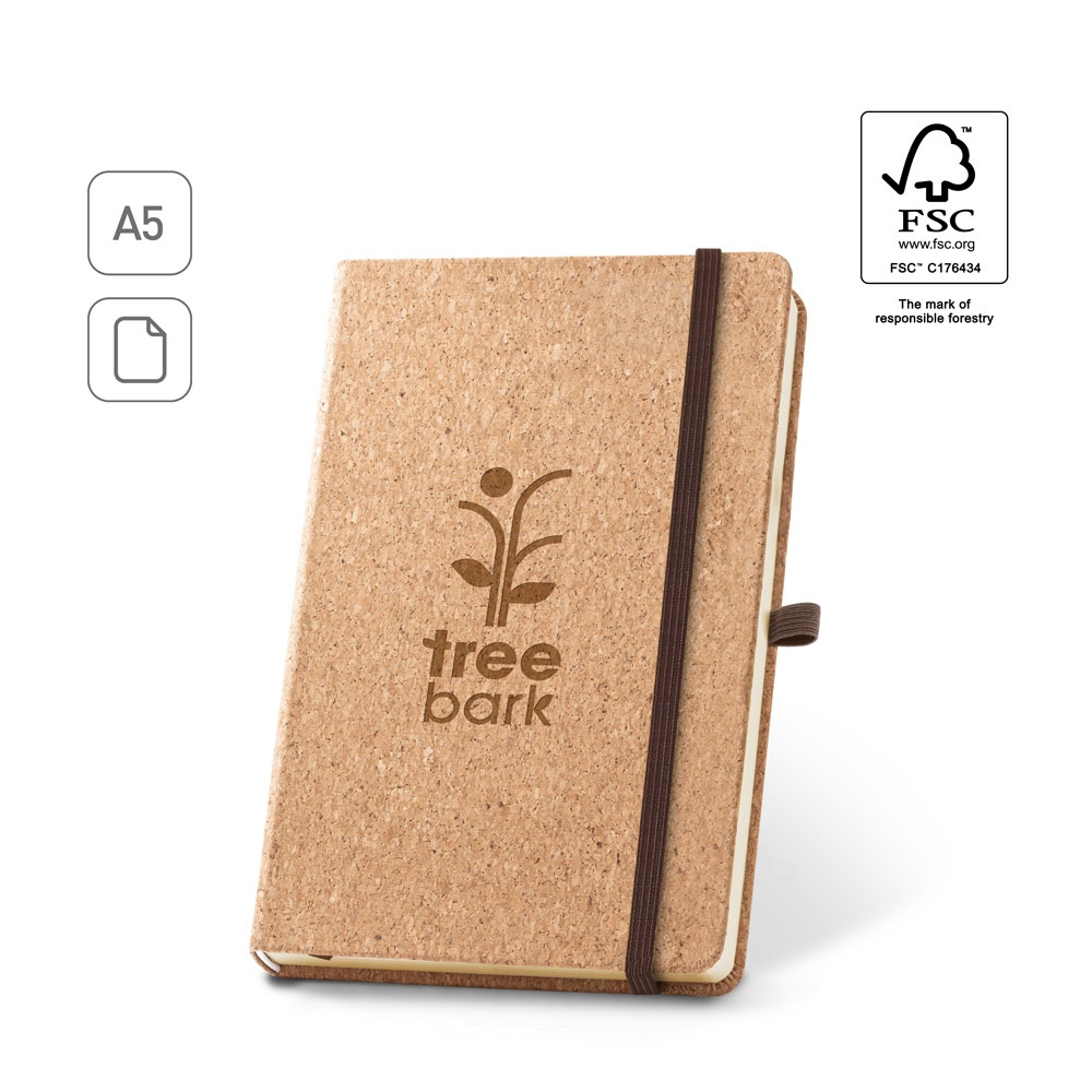HAWKINS A5. Block notes A5 in sughero con pagine lisce