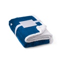 HEIDEN. Coperta reversibile in pile confezionata (190 g/m²) con nastro in raso e cartoncino personalizzabile