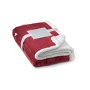 HEIDEN. Coperta reversibile in pile confezionata (190 g/m²) con nastro in raso e cartoncino personalizzabile