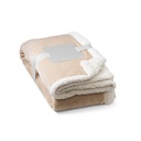 HEIDEN. Coperta reversibile in pile confezionata (190 g/m²) con nastro in raso e cartoncino personalizzabile